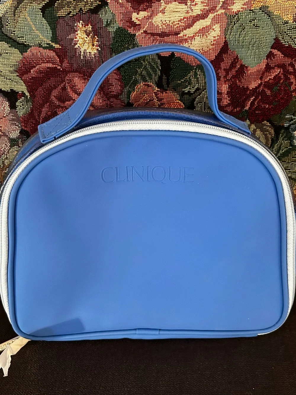 Clinique 2 Zip Organizer Cosmetic Travel Case with Top Handle Blue